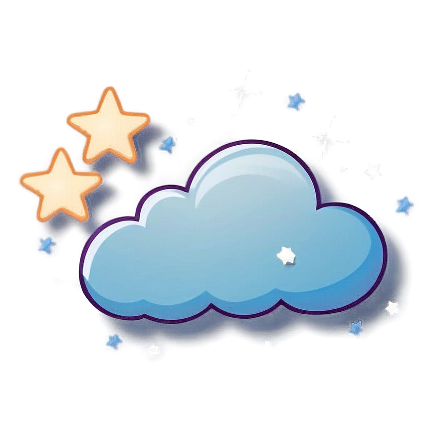 Cartoon Cloud With Stars Png Iew PNG Image