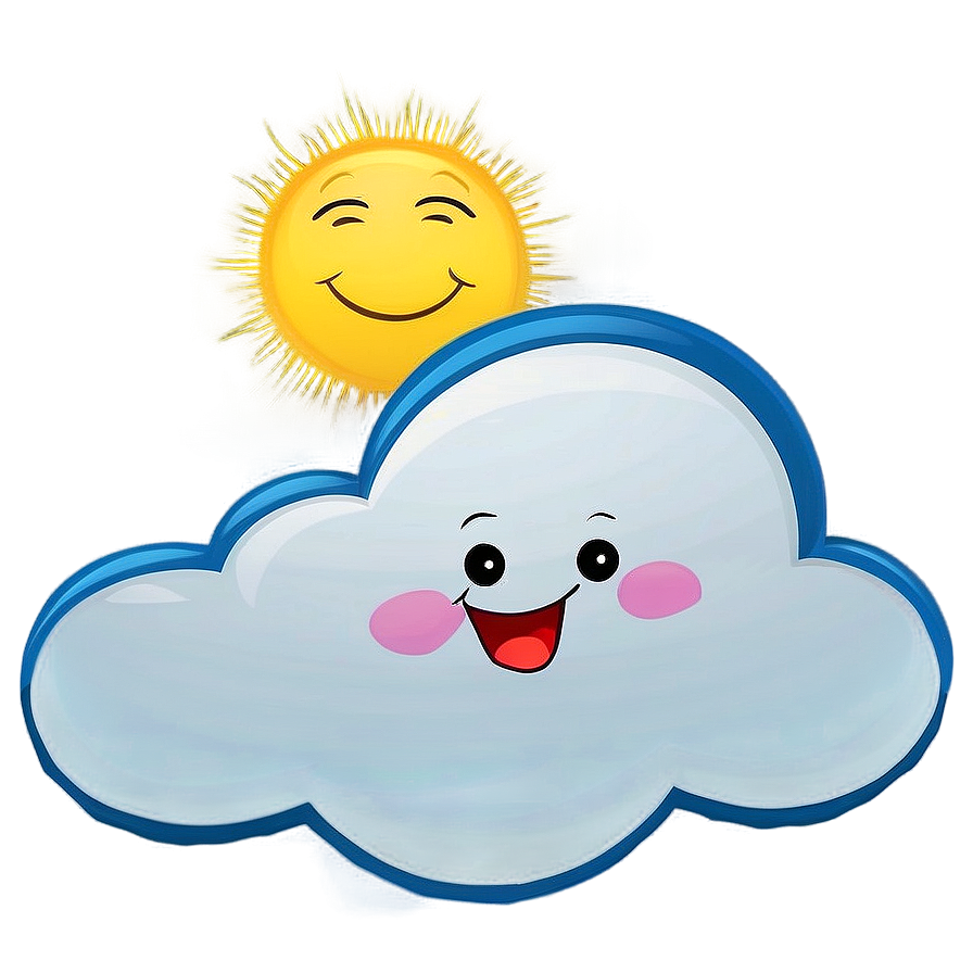 Cartoon Cloud With Sun Png Ayk16 PNG Image