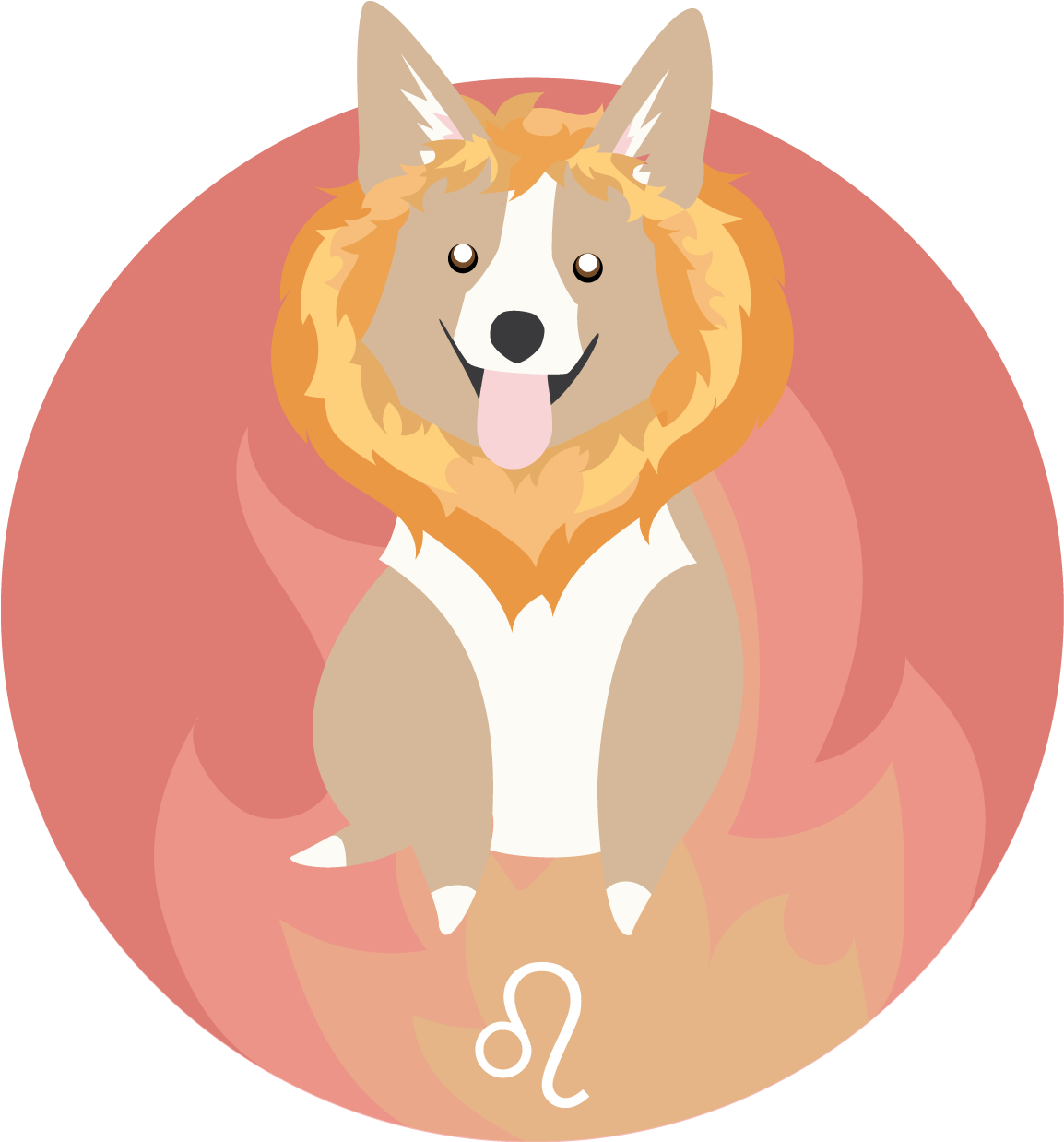 Cartoon Corgi Smiling Circle Background PNG Image