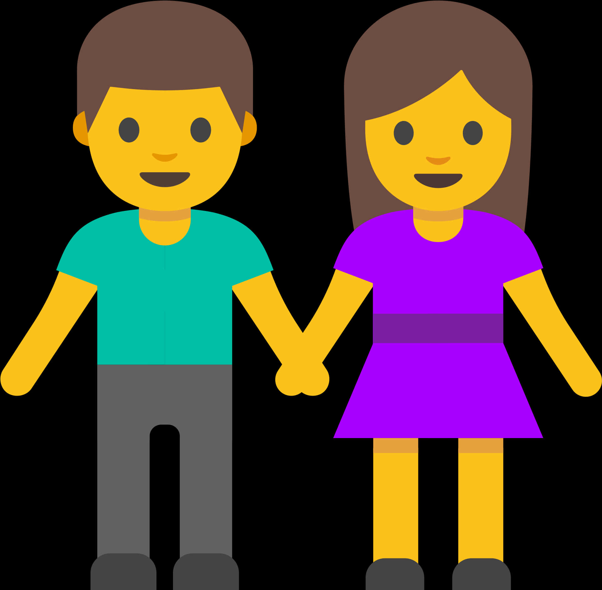 Cartoon Couple Holding Hands Emoji PNG Image