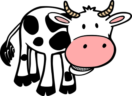 Cartoon Cow Black Background PNG Image