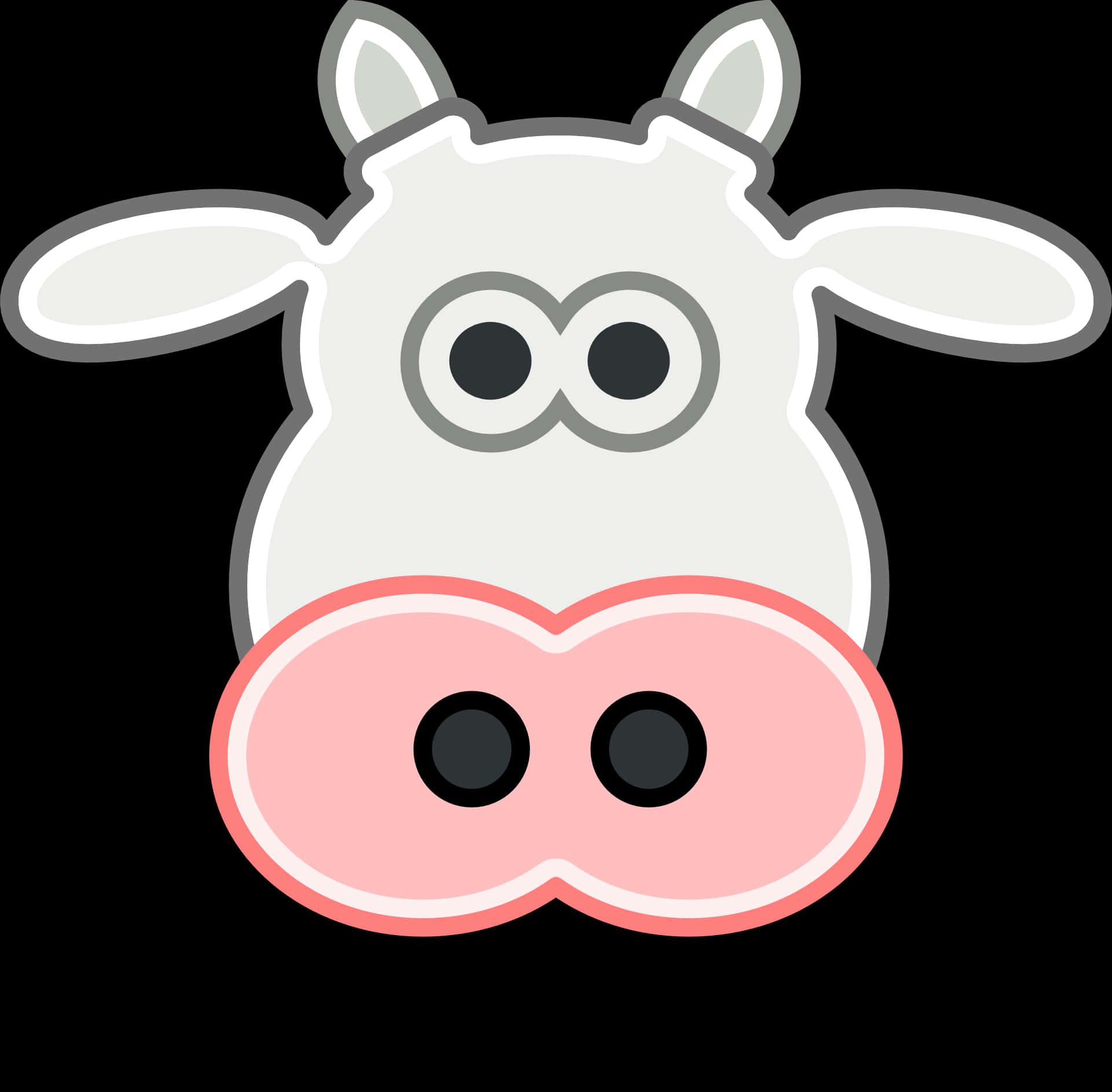 Cartoon Cow Face Graphic PNG Image