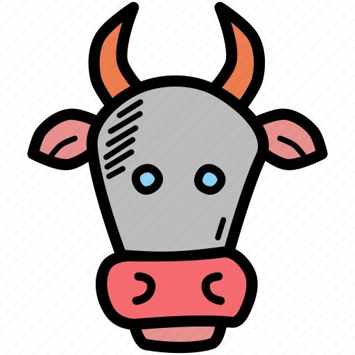 Cartoon Cow Head Icon PNG Image