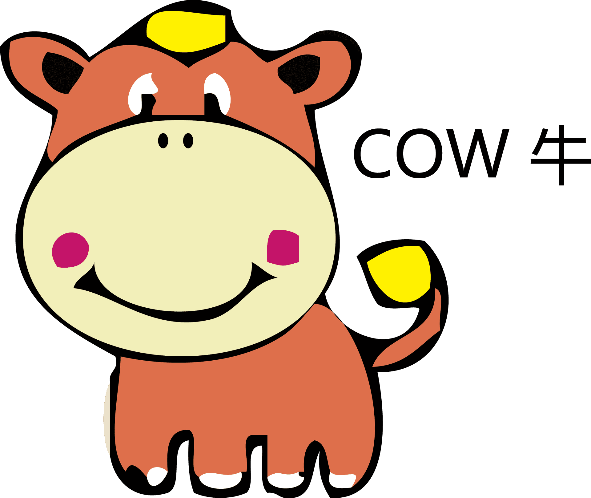 Cartoon Cow Illustration PNG Image