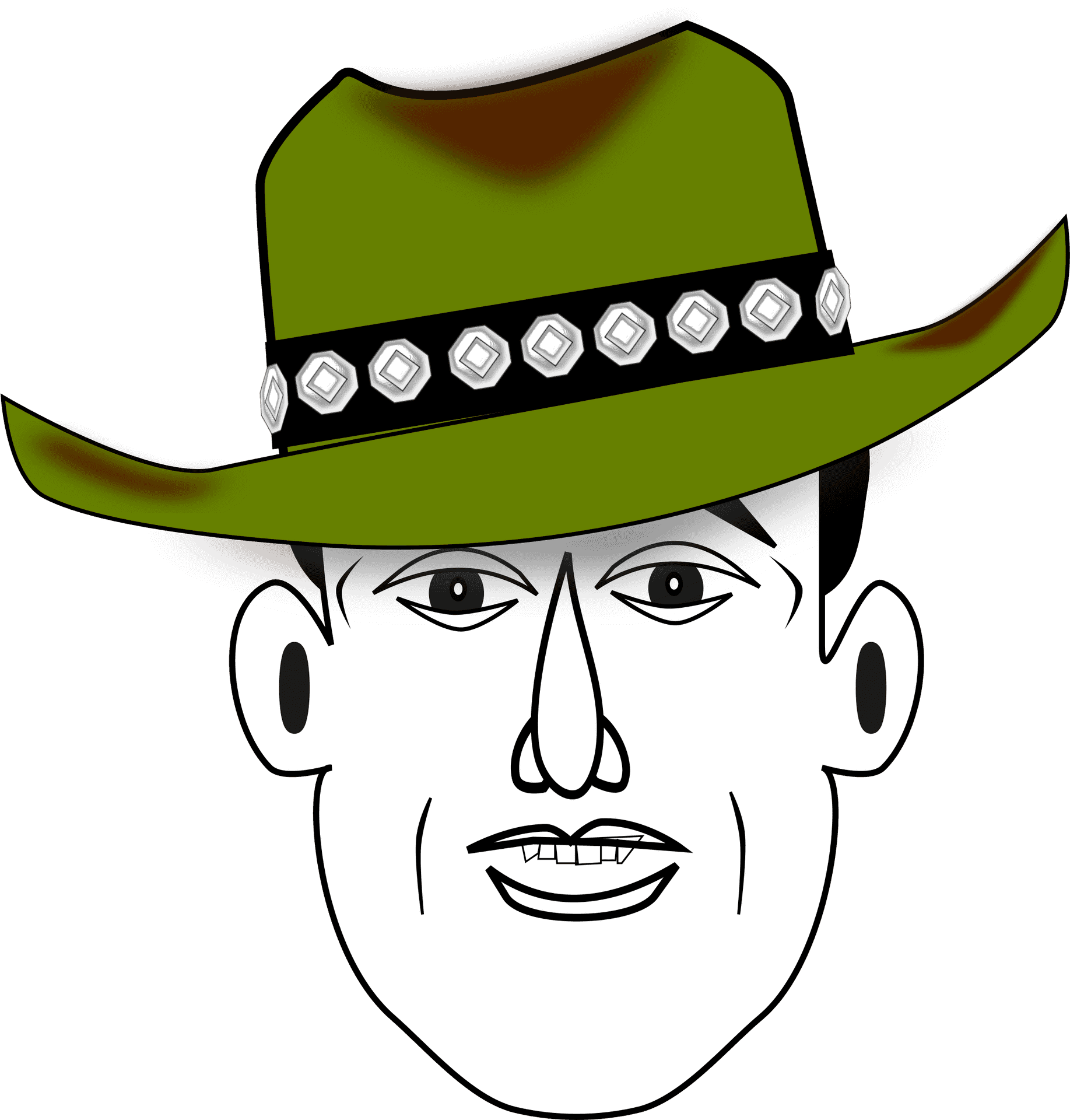 Cartoon Cowboy Hat Man PNG Image