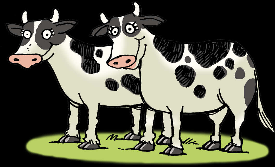 Cartoon Cows Standing Together PNG Image