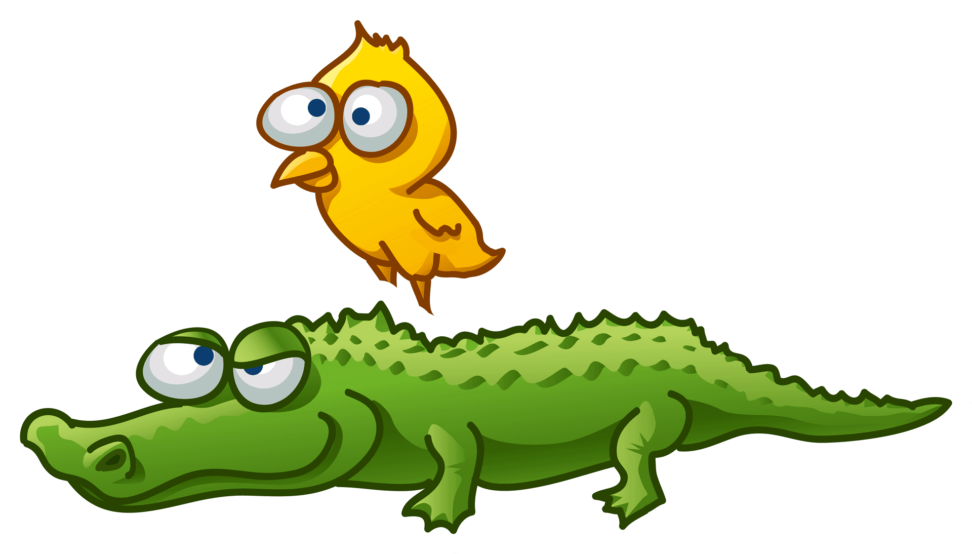 Cartoon Crocodileand Bird Friends PNG Image