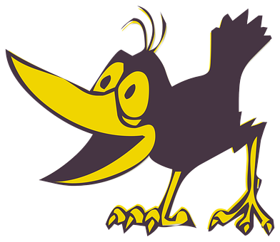 Cartoon Crow Silhouette PNG Image