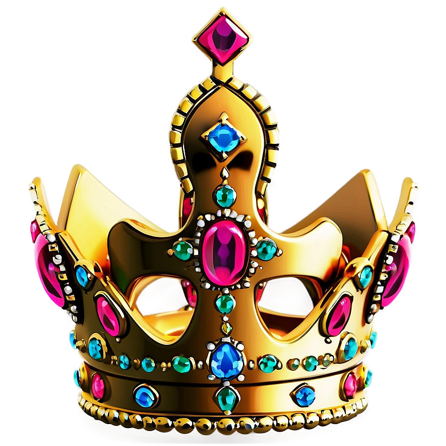 Cartoon Crown With Gemstones Png Rmh PNG Image