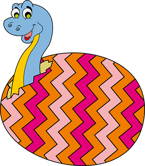 Cartoon Dinosaur Hatching From Egg PNG Image