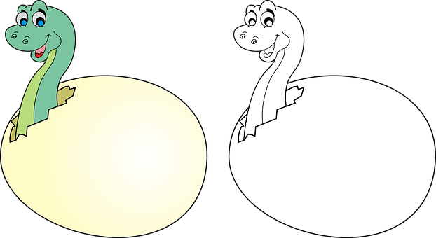 Cartoon Dinosaurs Hatching From Eggs PNG Image