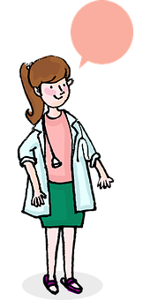 Cartoon Doctor Girlwith Speech Bubble PNG Image