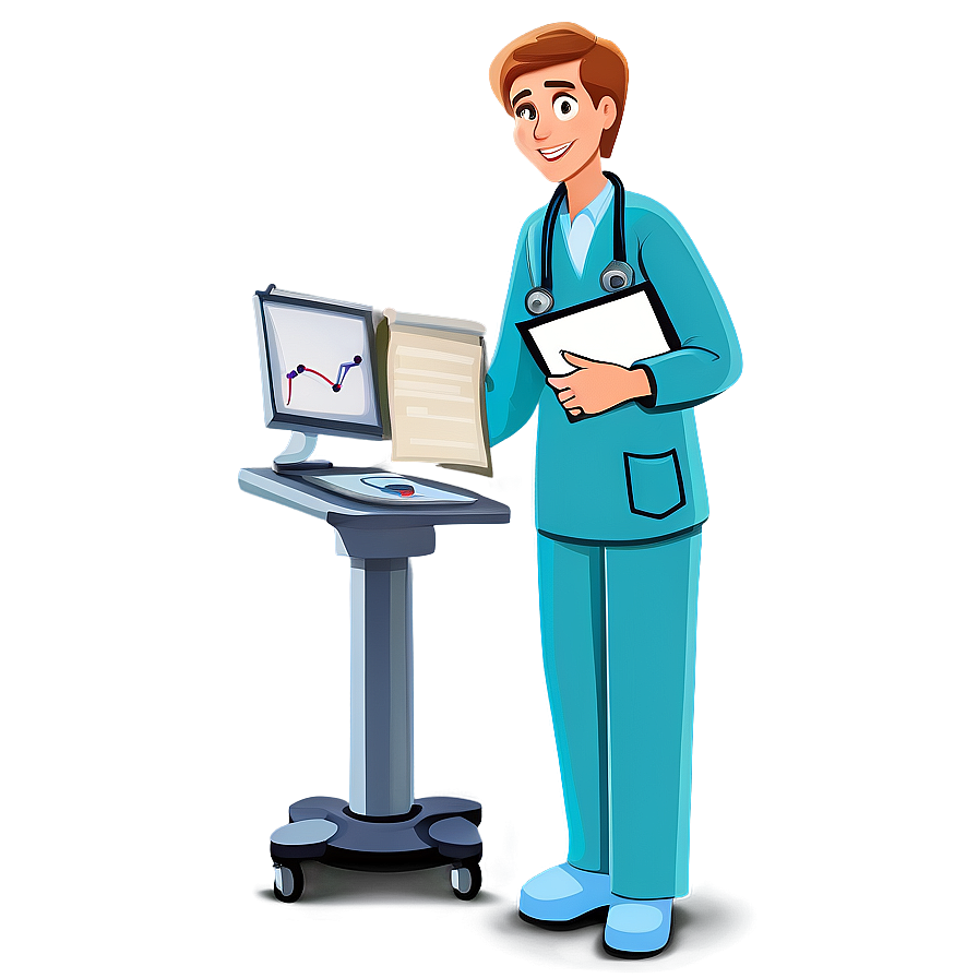 Cartoon Doctor With Medical Records Png 06262024 PNG Image