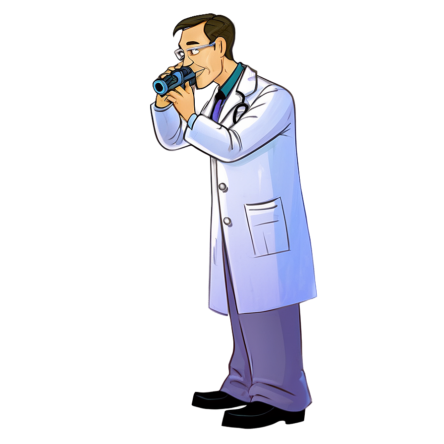 Cartoon Doctor With Microscope Png 80 PNG Image