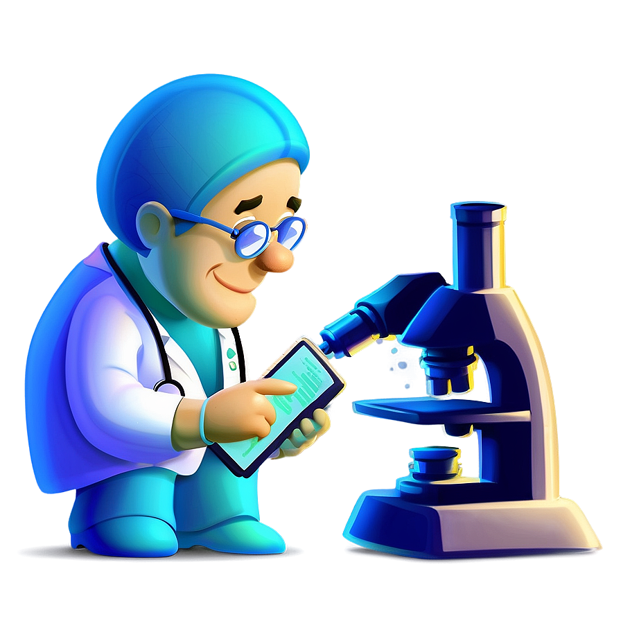 Cartoon Doctor With Microscope Png Qfx36 PNG Image