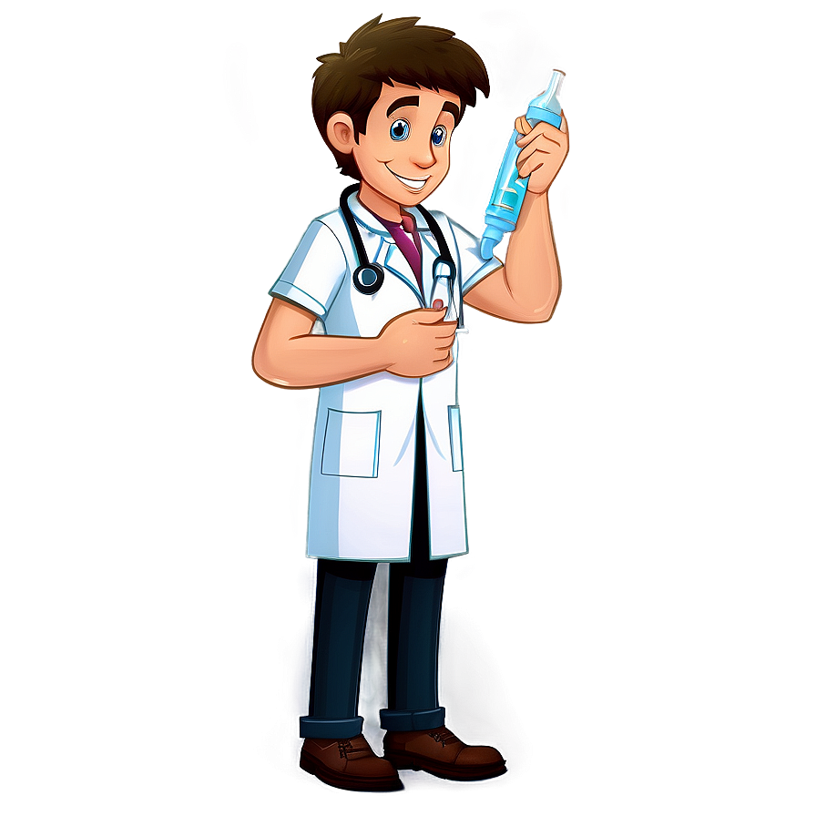 Cartoon Doctor With Syringe Png Uvv PNG Image