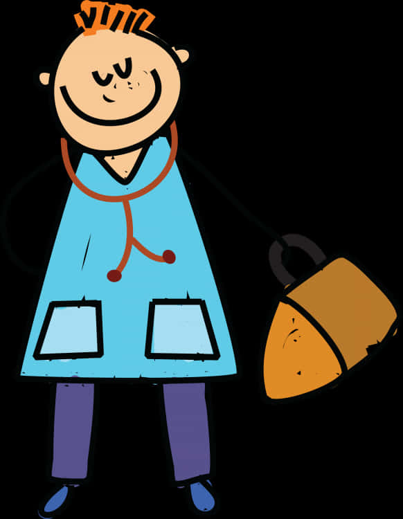 Cartoon Doctorwith Stethoscopeand Lamp PNG Image