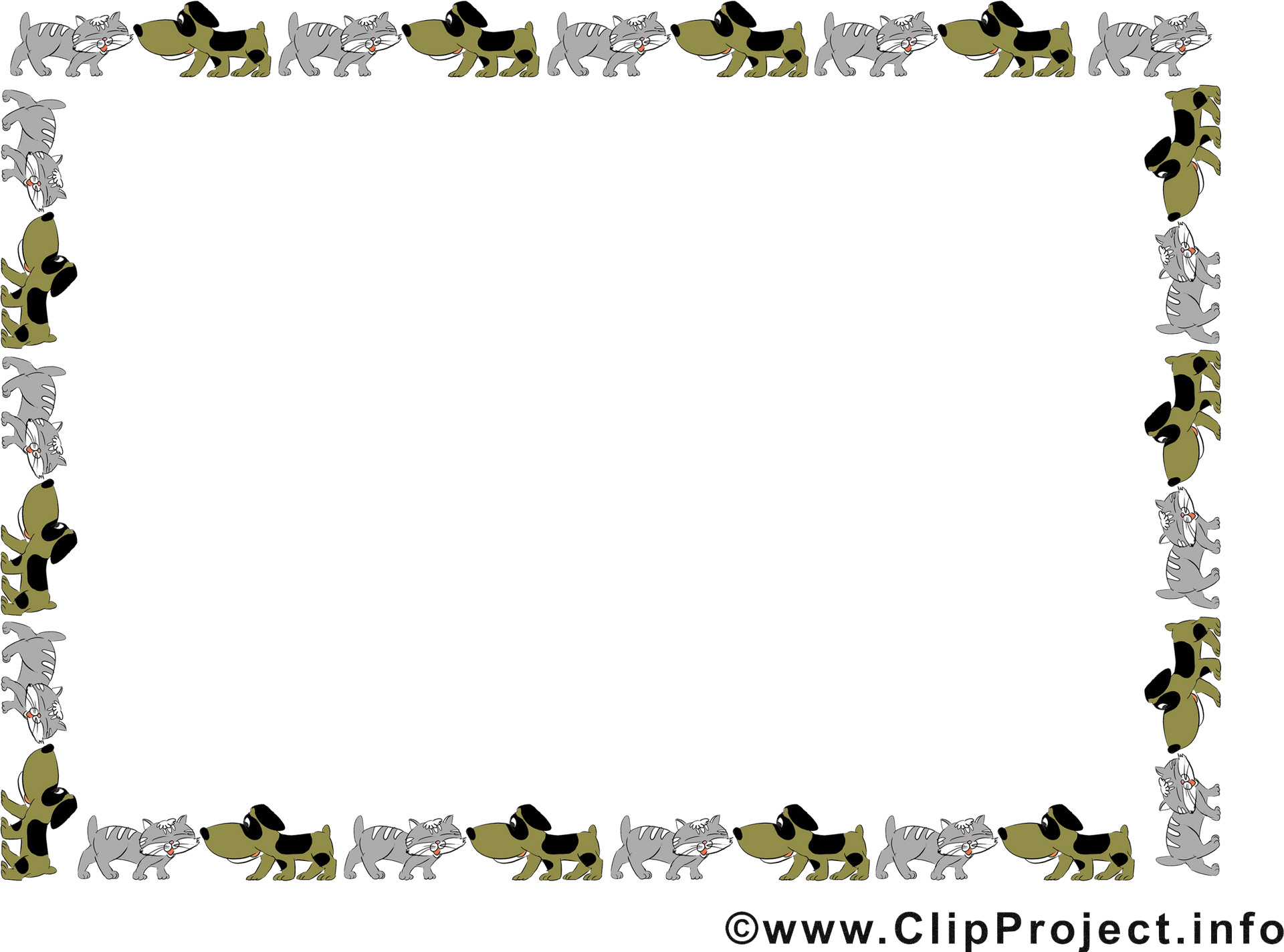 Cartoon Dog Cat Frame PNG Image