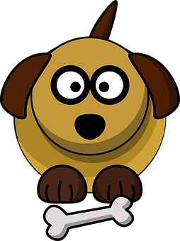 Cartoon Dog With Bone PNG Image