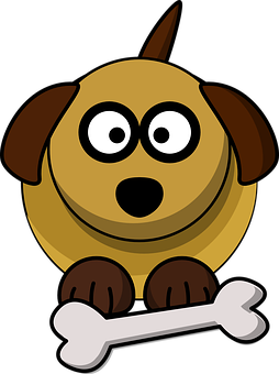 Cartoon Dog With Bone PNG Image