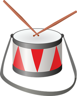 Cartoon Drumwith Drumsticks PNG Image