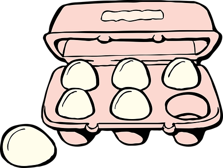 Cartoon Egg Cartonand Single Egg PNG Image