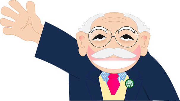 Cartoon Elderly Man Waving PNG Image