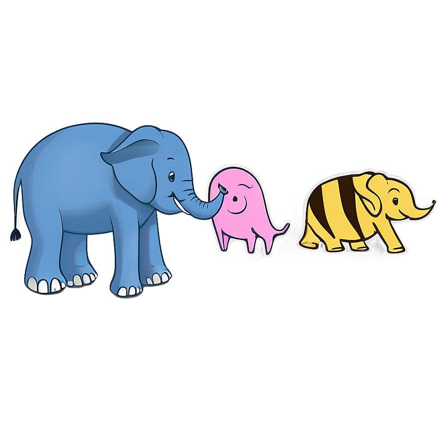 Cartoon Elephant And Friends Png Sdb PNG Image