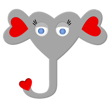 Cartoon Elephant Love Graphic PNG Image