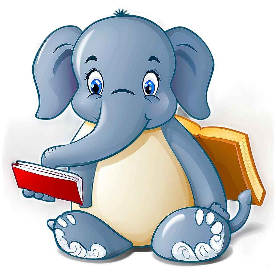 Cartoon Elephant With Book Png 50 PNG Image