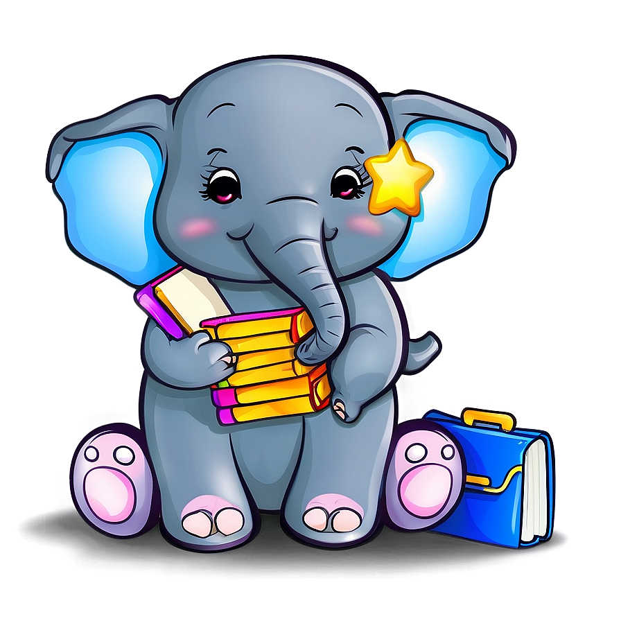 Cartoon Elephant With Book Png Scg35 PNG Image