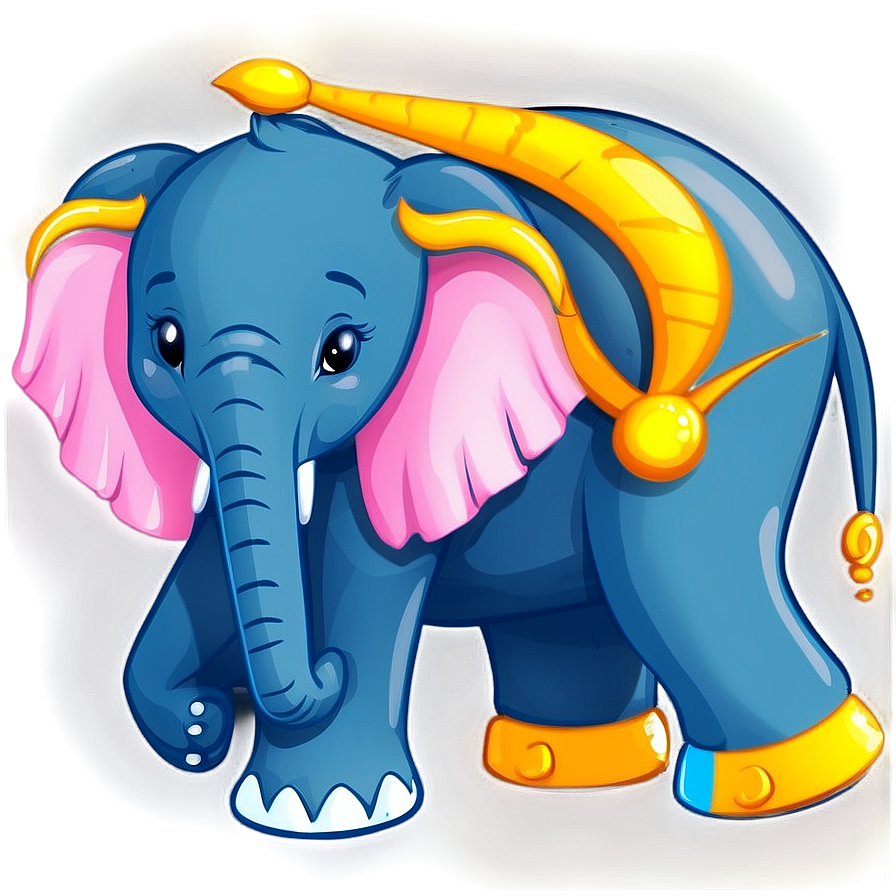 Cartoon Elephant With Crown Png Mnu68 PNG Image