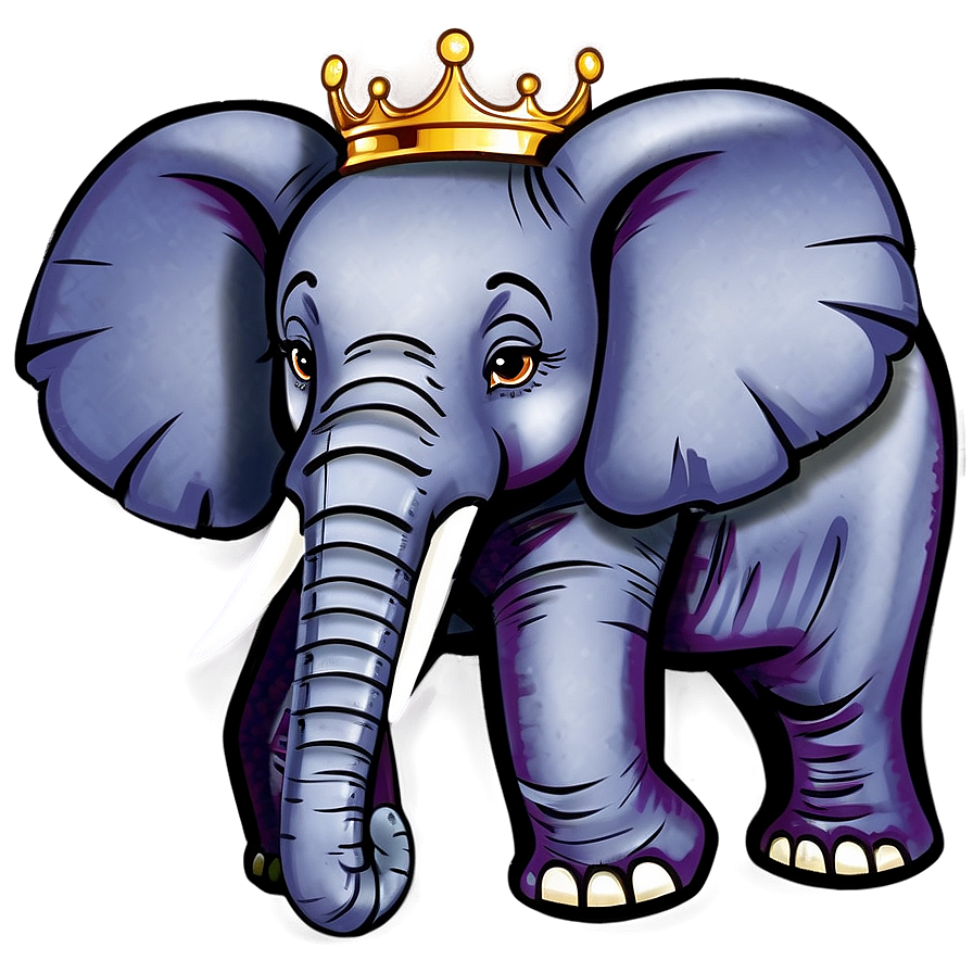 Cartoon Elephant With Crown Png Sdx PNG Image