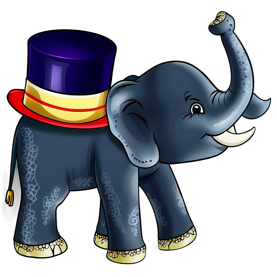 Cartoon Elephant With Hat Png 06272024 PNG Image