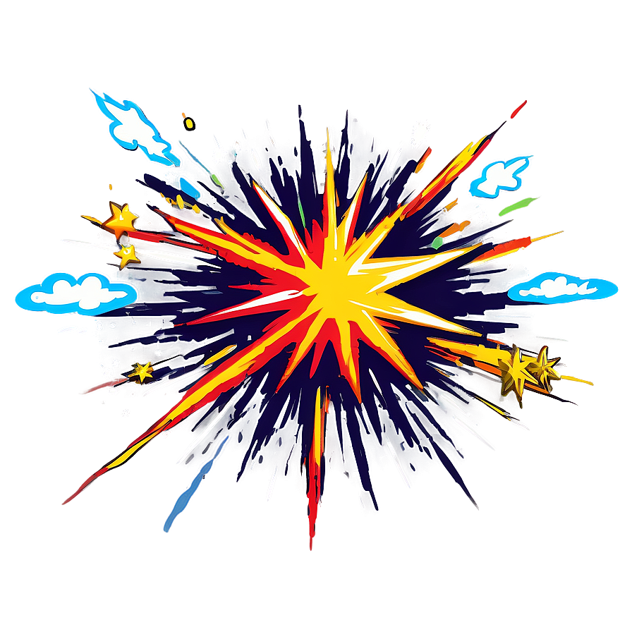 Cartoon Explosion With Stars Png Mmf92 PNG Image