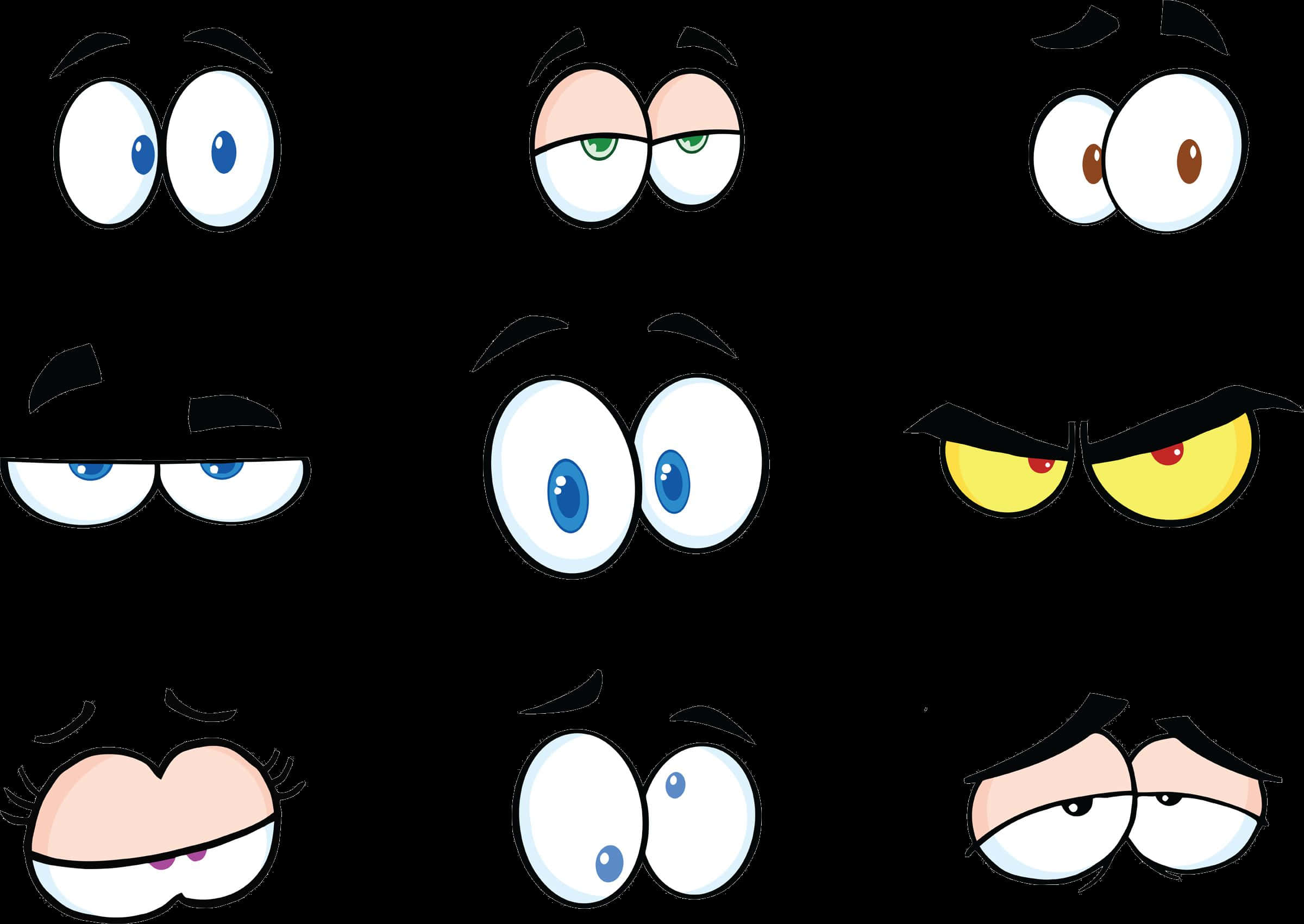 Cartoon Expressions Collage PNG Image