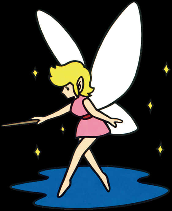 Cartoon Fairy With Wandand Sparkles PNG Image