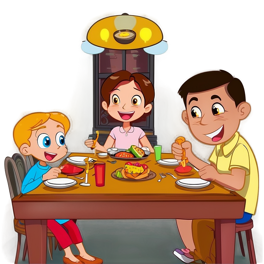 Cartoon Family Dinner Png Nry69 PNG Image