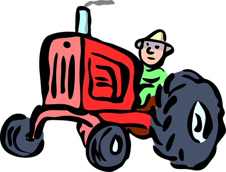 Cartoon Farmeron Red Tractor PNG Image