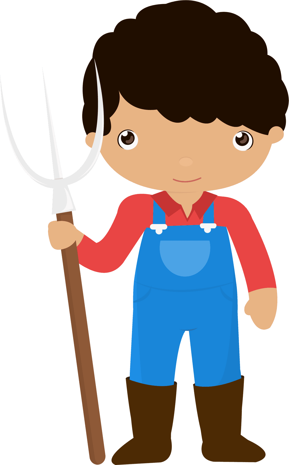 Cartoon Farmerwith Pitchfork PNG Image