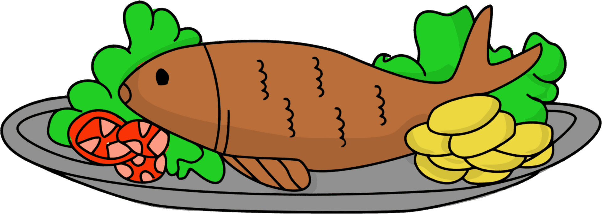 Cartoon Fish Dinner Plate PNG Image