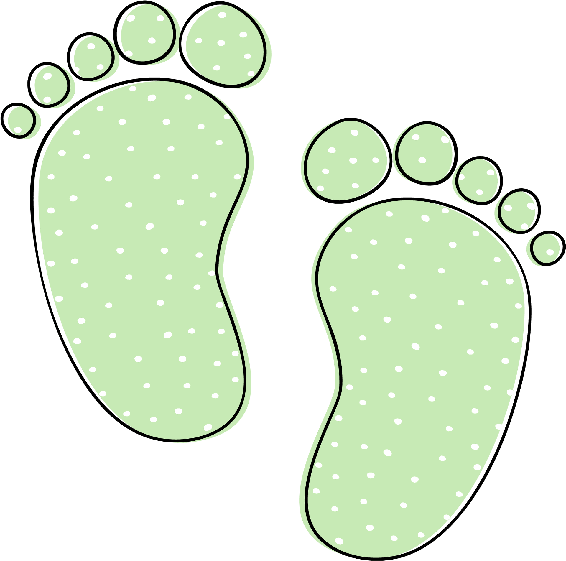 Cartoon Footprints Green Polka Dots PNG Image