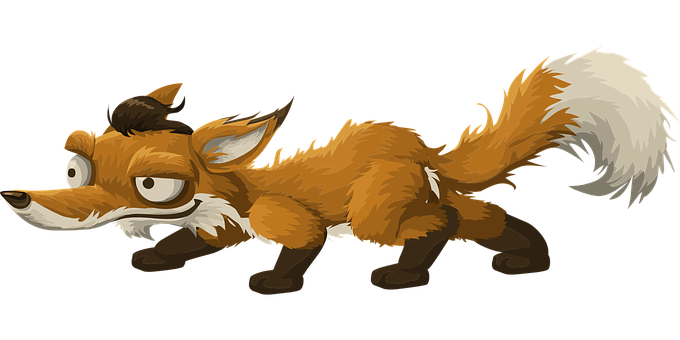 Cartoon Fox Sneaking PNG Image