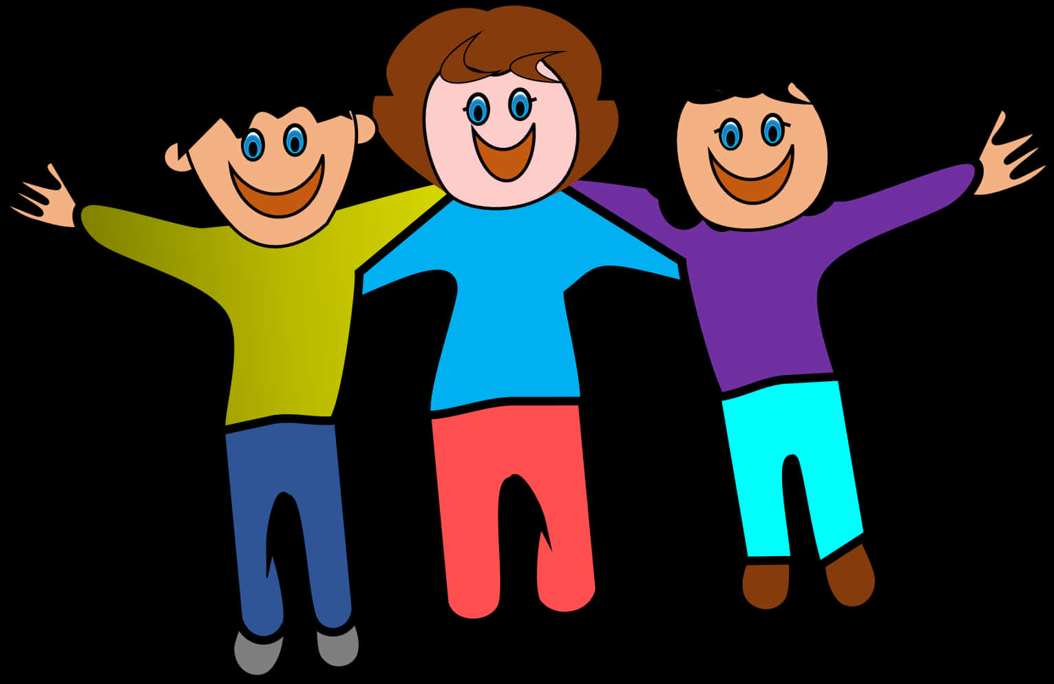 Cartoon Friends Celebrating Together PNG Image