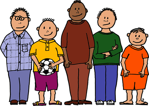 Cartoon Friends Holding Soccer Ball PNG Image