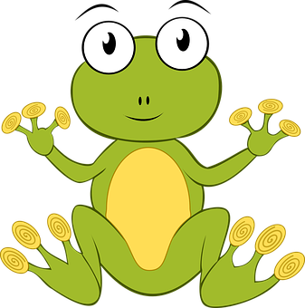 Cartoon Frog Sitting Black Background PNG Image