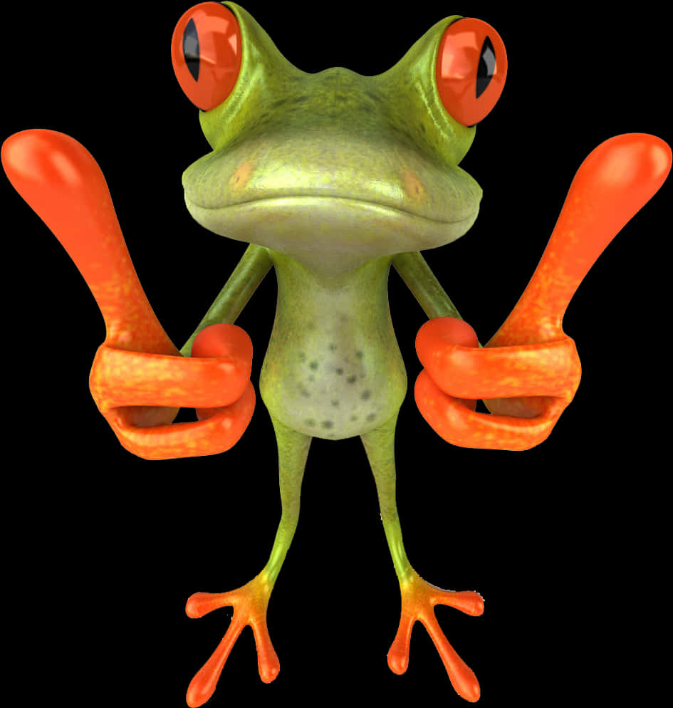 Cartoon Frog Thumbs Up PNG Image