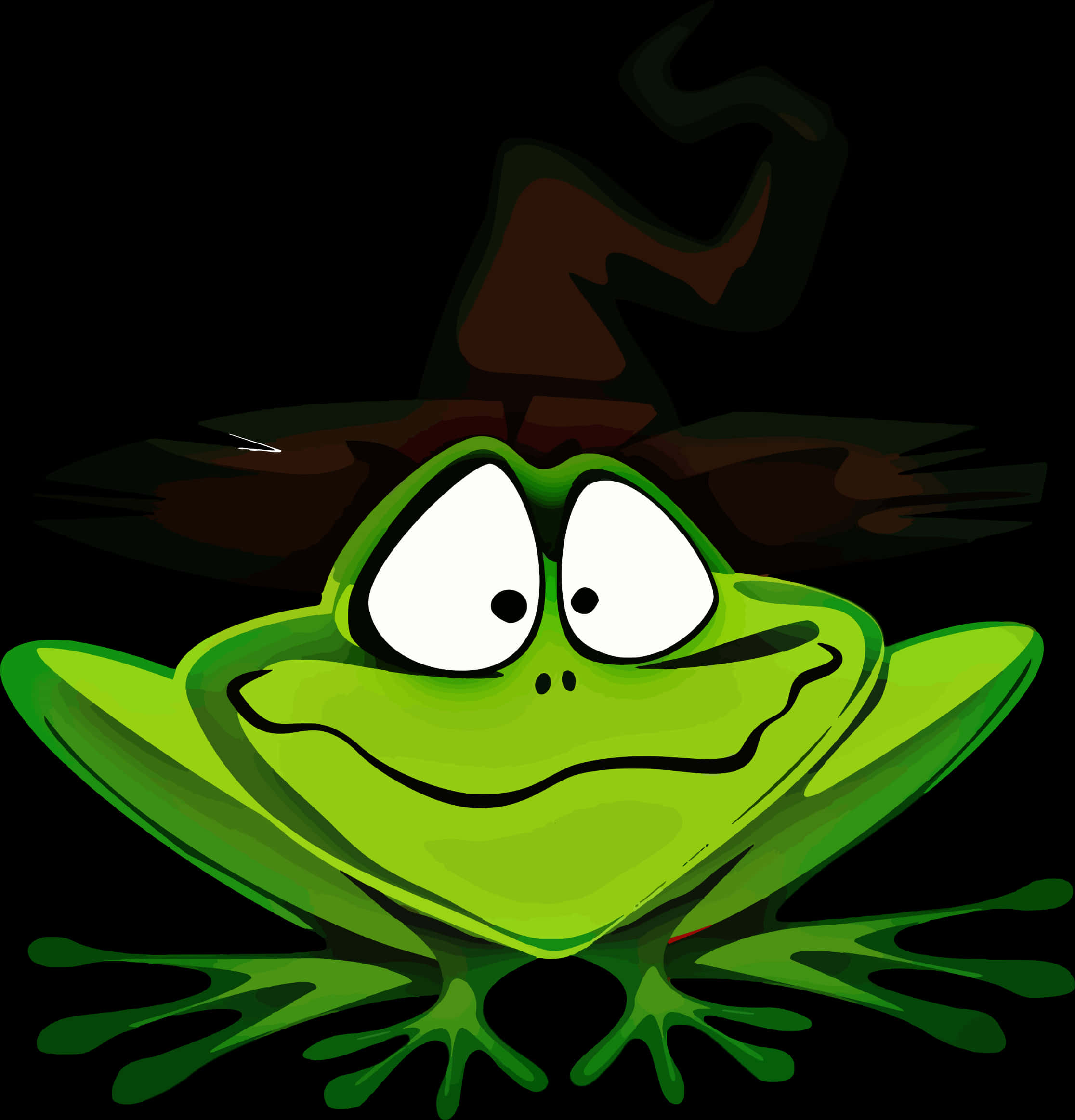 Cartoon Frog Wearing Witch Hat PNG Image