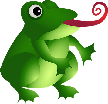 Cartoon Frogwith Curled Tongue PNG Image