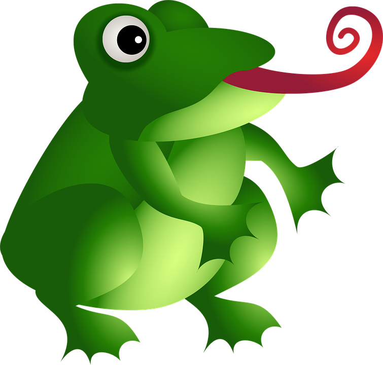 Cartoon Frogwith Curly Tongue PNG Image